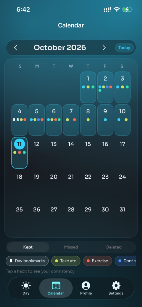 The real d·ally calendar with colorful daily marks